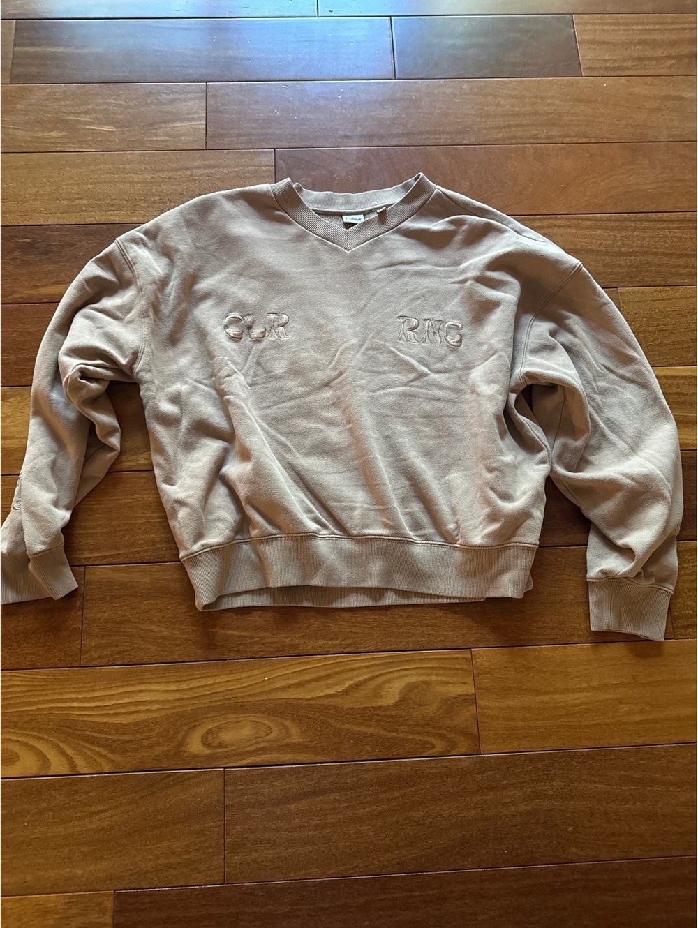 Women’s Colour Beige V-Neck Pullover Sweatshirt